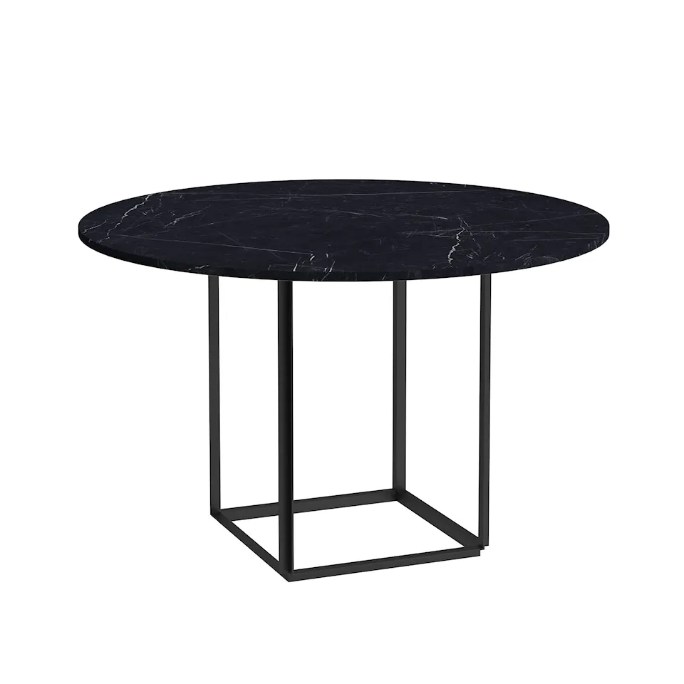 Florence Dining Table - Ø120, Skiva: Marmor - Svart Marquina, Underrede: Svart