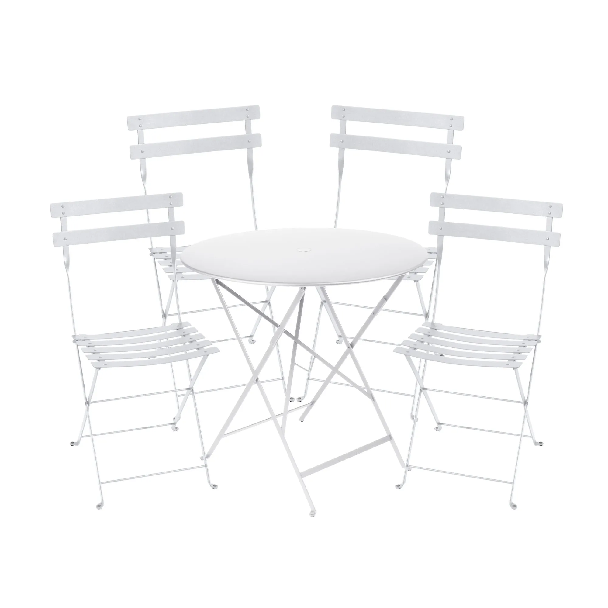 Bistro matgrupp bord 77cm & 4 metall stolar - 1