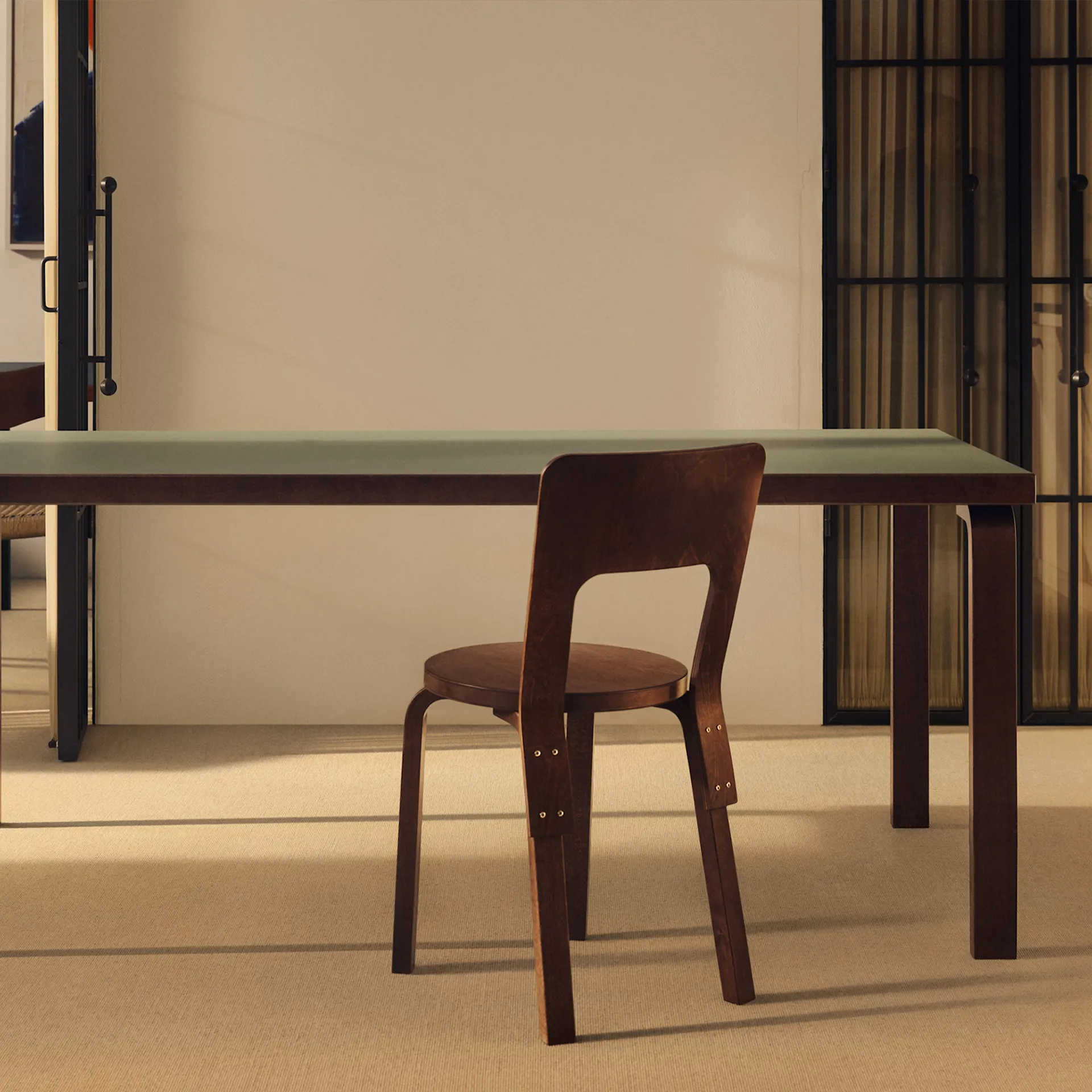 Table 83 Exclusive Edition walnut stain/linoleum olive - Artek - Alvar Aalto - NO GA