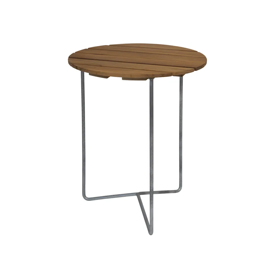 Table 6B Ø 60 cm Obehandlad Teak Varmförzinkat Stativ