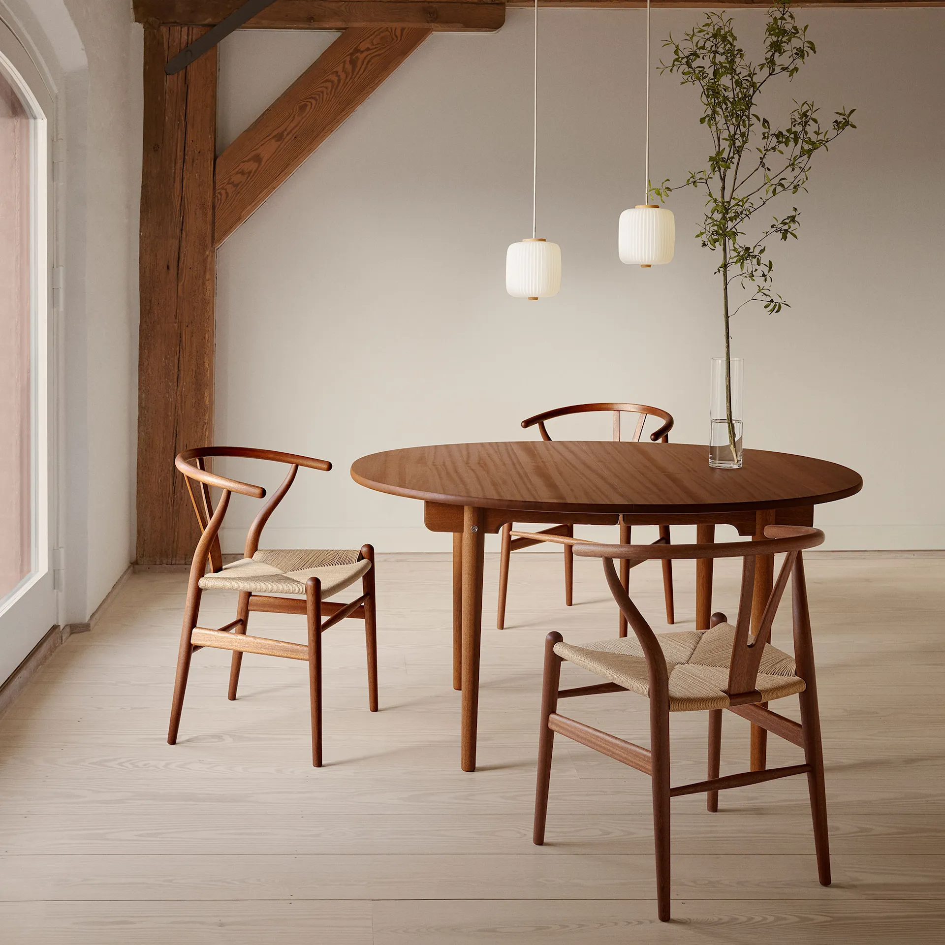 CH24 Y-stolen - Mahogny/Naturflätat papperssnöre - Carl Hansen - Hans J. Wegner - NO GA