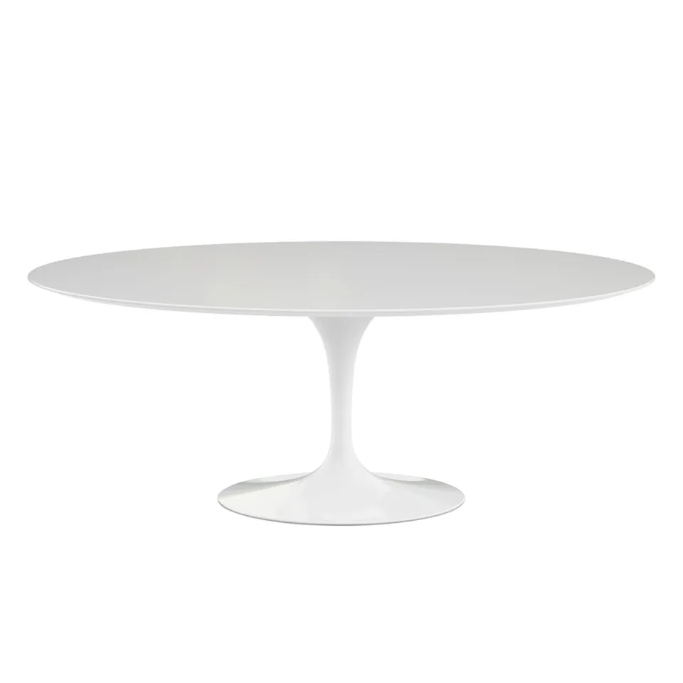 Saarinen Oval Table - Matbord, 198 x 121 cm, Vitt underrede, skiva i Vit laminat