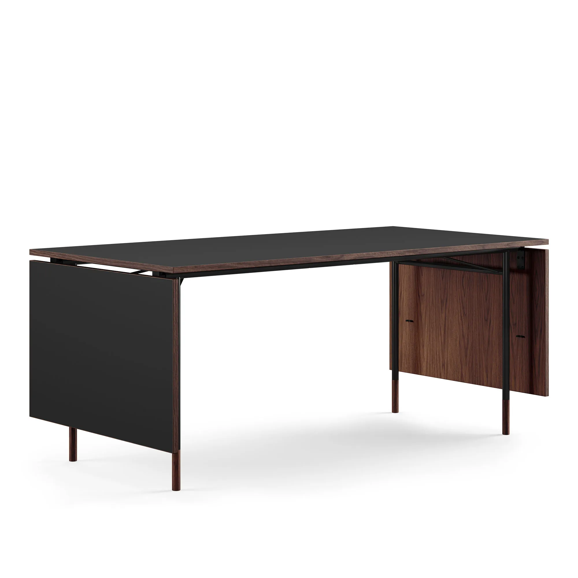 Nyhavn matbord med klaffar Black Linoleum/Walnut - 1