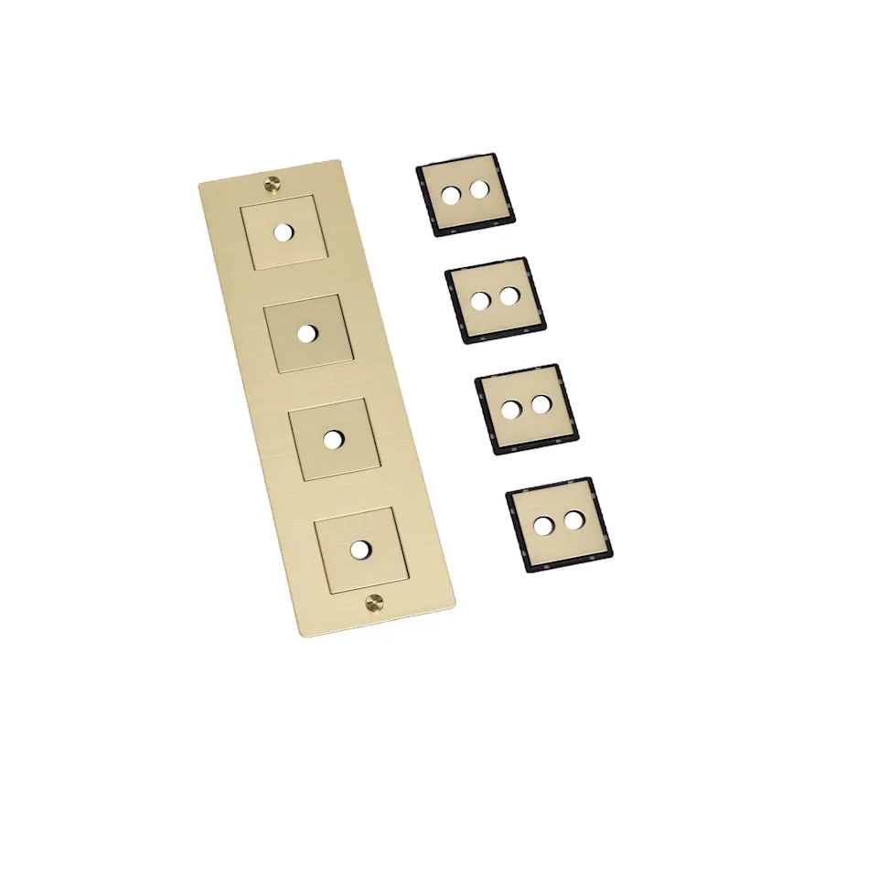 4G Wall Plate Vertical With Infills Brass
