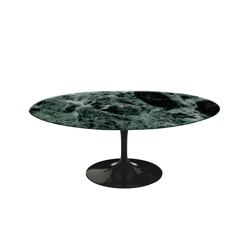 Saarinen Oval Table - Soffbord, Svart underrede, skiva i matt grön Alpi marmor