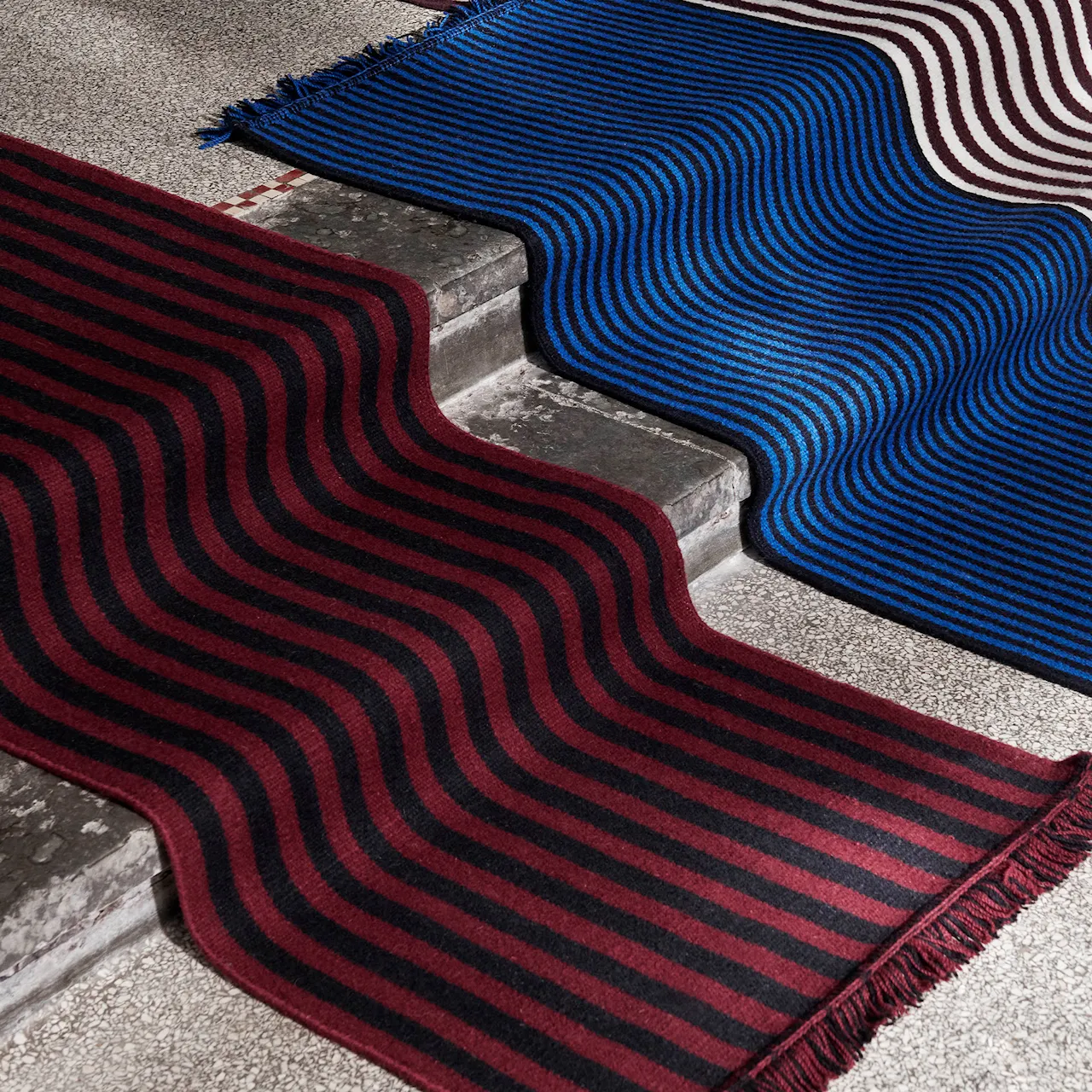 Stripes and Stripes Wool Mat Cherry