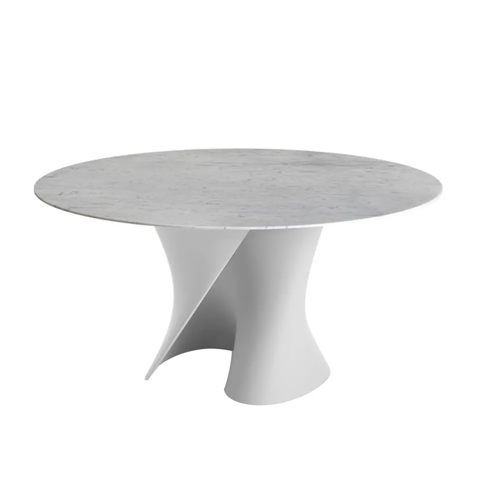 S Table Marble Top Ø156, Carrara Matt White, Cristalplant Matt White frame