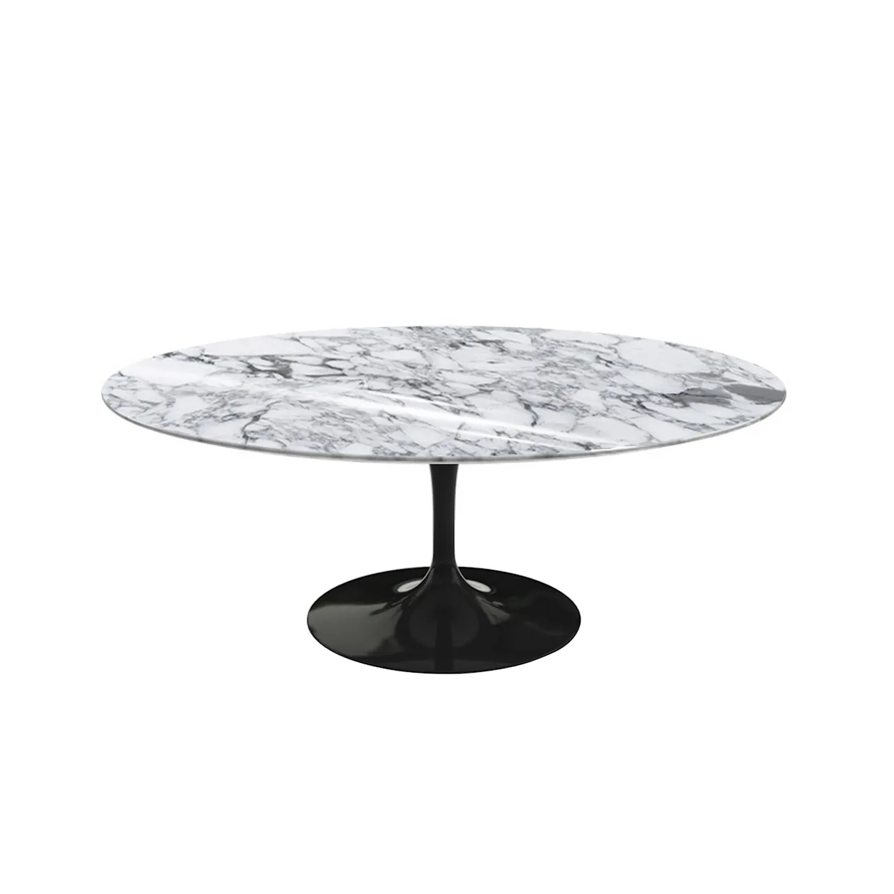 Saarinen Oval Table - Soffbord, Svart underrede, skiva i glansig Statuarietto marmor