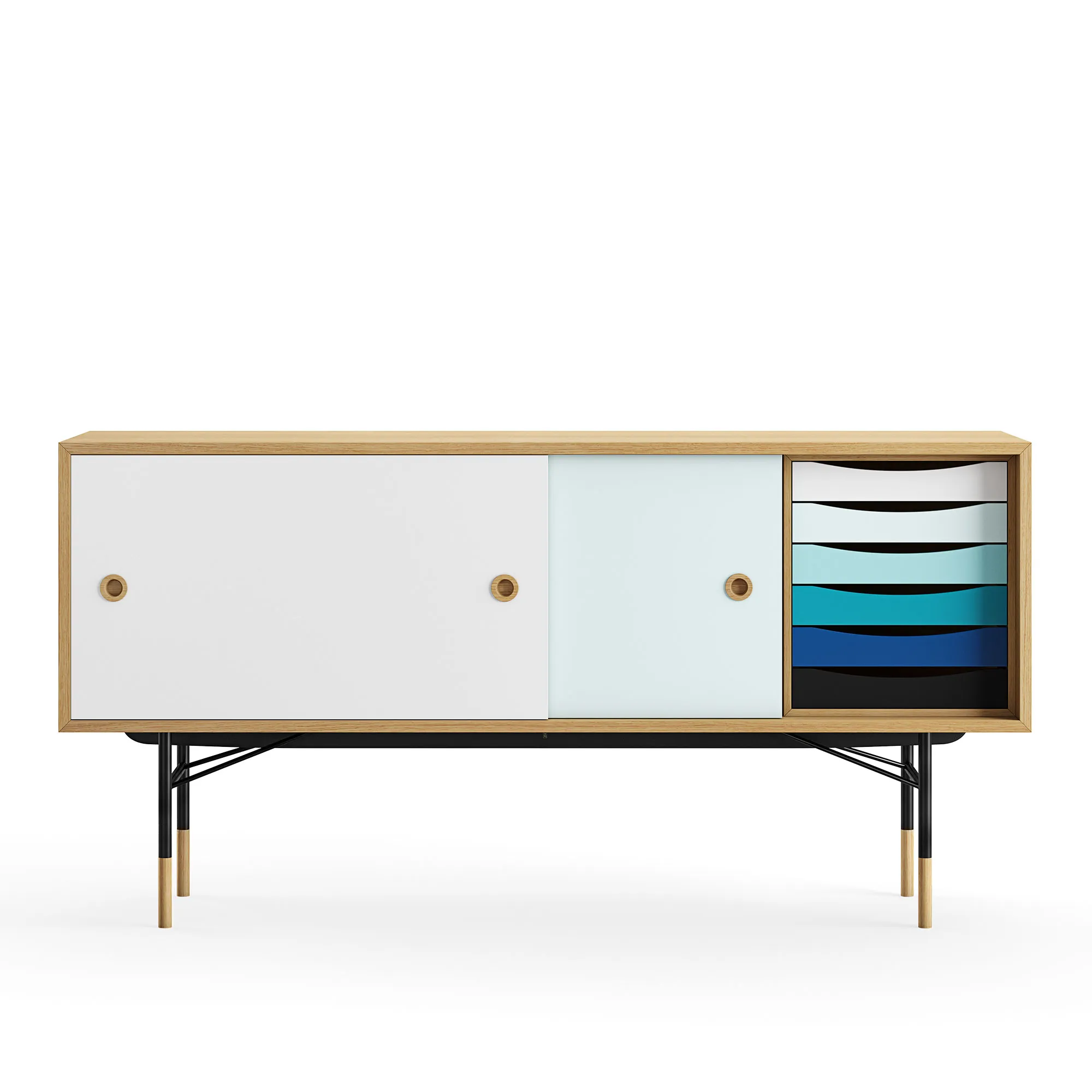 Sideboard Cold med lådor Dark oiled oak White/Light Blue - 1
