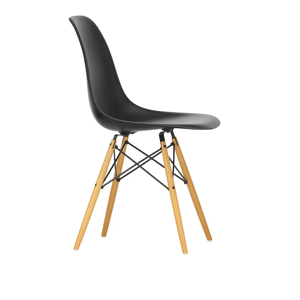 Eames Plastic Chair DSW - 12 Deep Black - Golden Maple