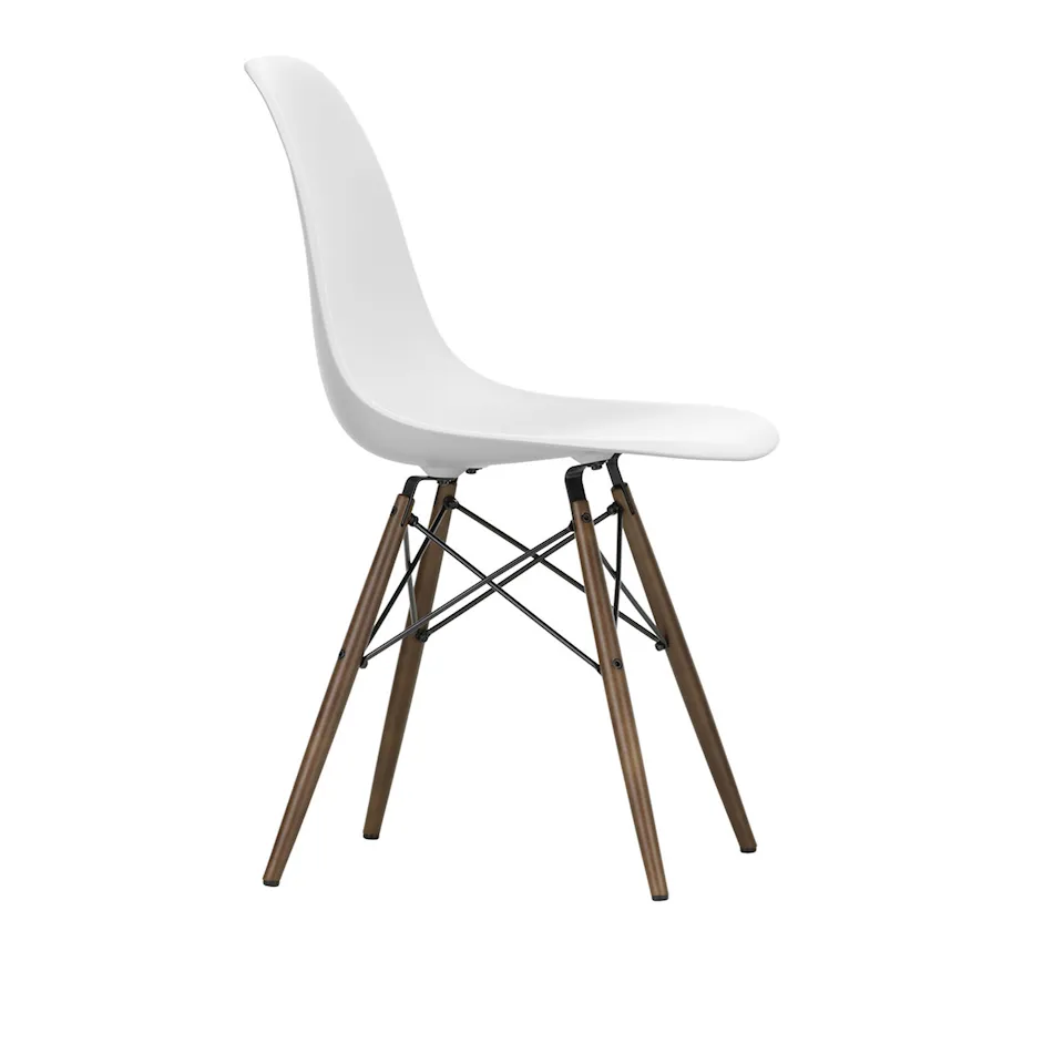 Eames RE Plastic Chair DSW 85 Cotton White, Dark Maple