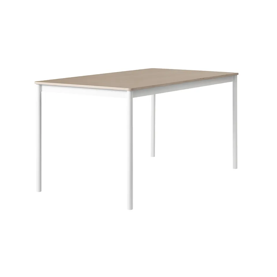 Base Table, 190x80, Top: Oak veneer, Plywood edges, Frame: White