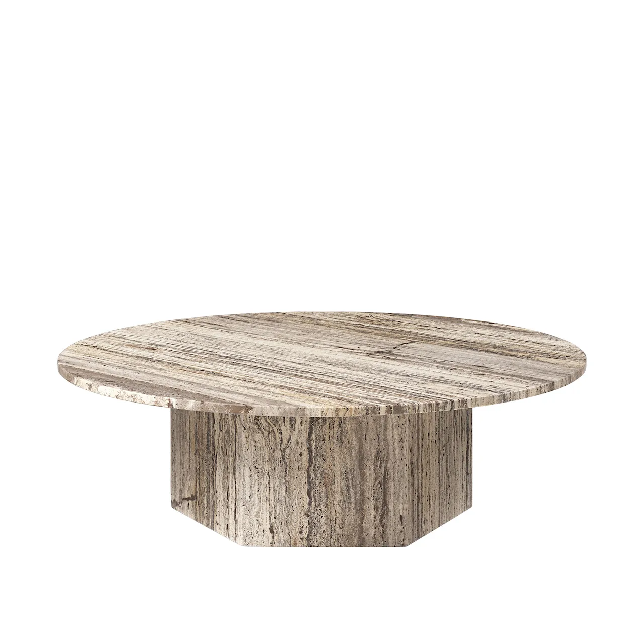 Epic Coffee Table Round Ø 110 cm, Warm Taupe Travertine Stone