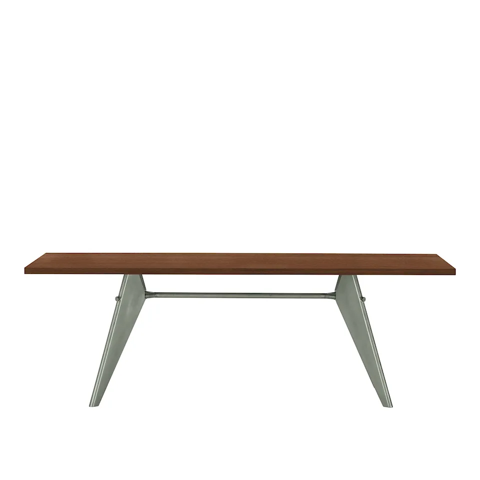 EM Table 260, Base Prouvé Gris Vermeer - Solid American Walnut