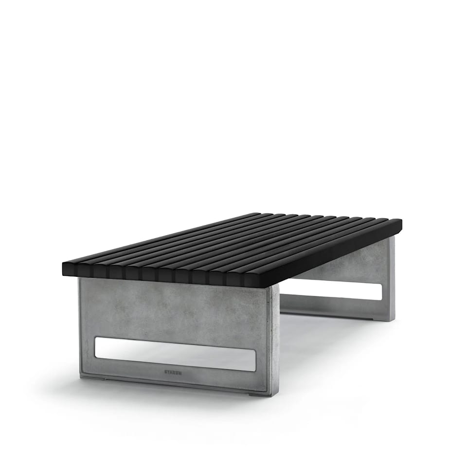 Block Bench Wide Grey Lacquered Pine Wood