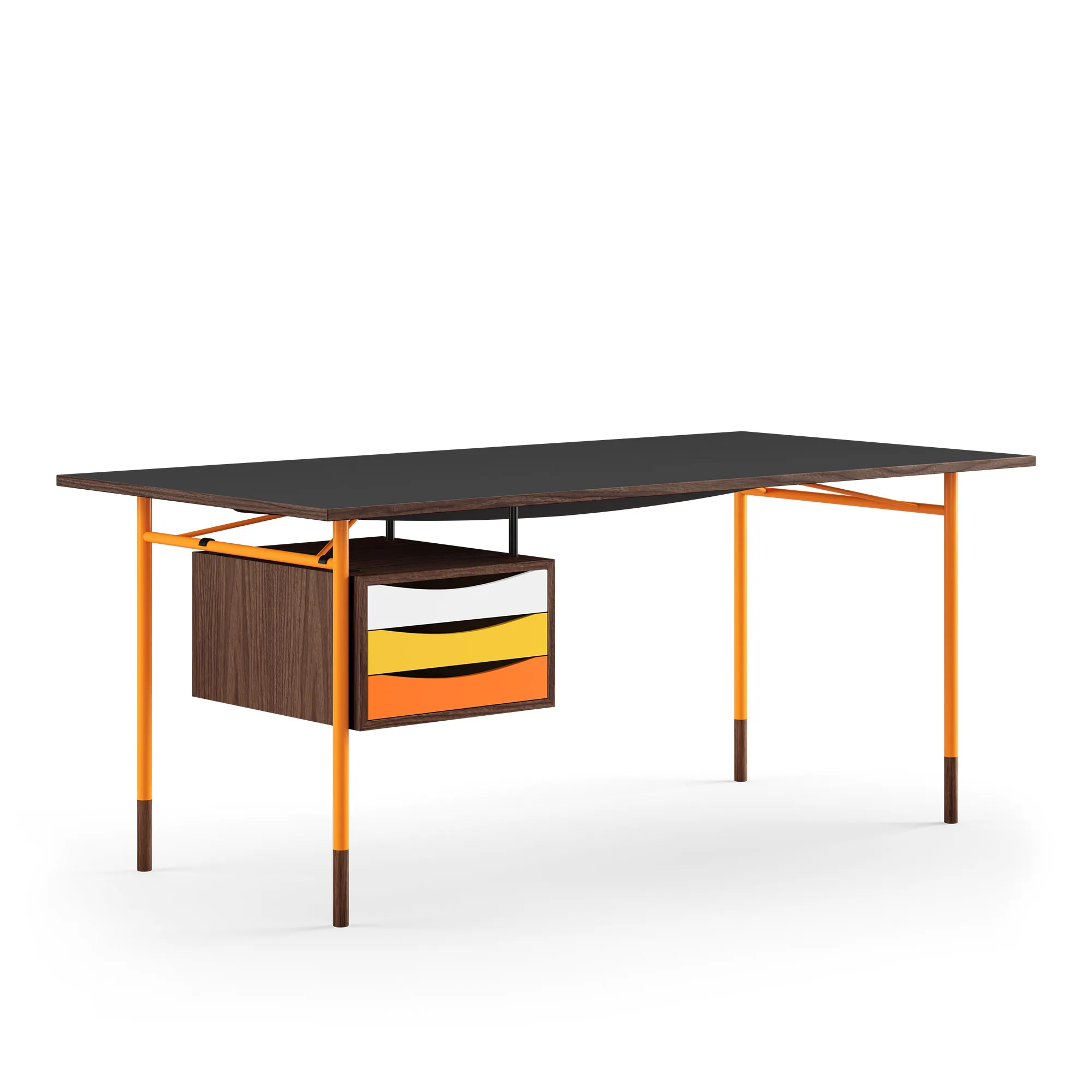 Nyhavn skrivbord 190 cm Warm med lådor Orange - 1