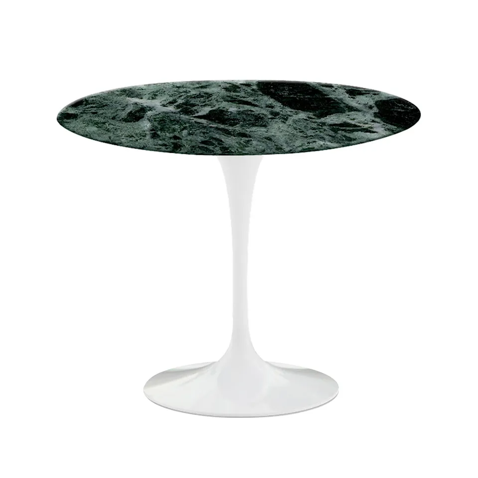 Saarinen Round Table - Matbord, Ø 91 cm, Vitt underrede, skiva i glansig grön Alpi marmor