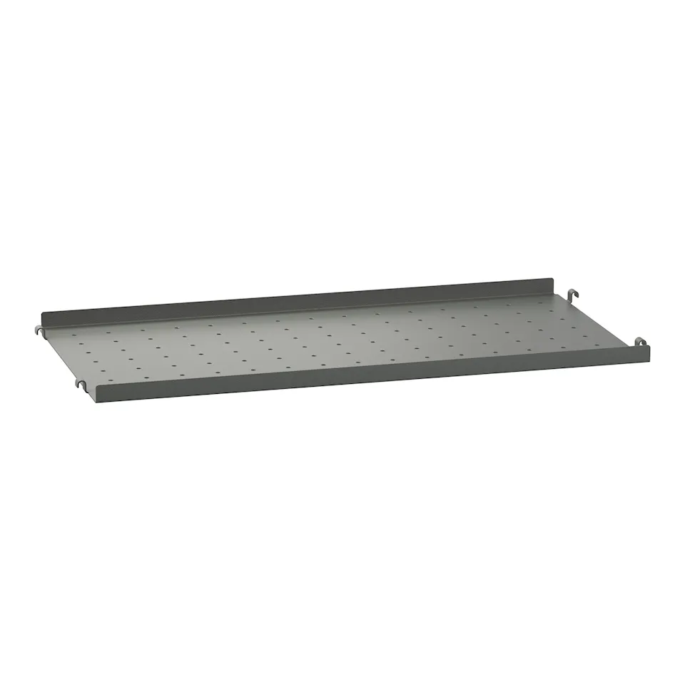 Metallhyllplan låg kant 58 x 30 cm mörkgrå