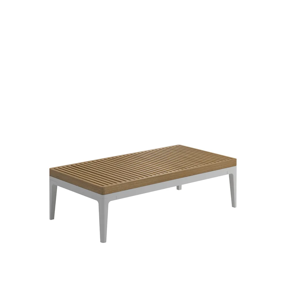 Grid Small Coffee Table, Frame White, Teak Top