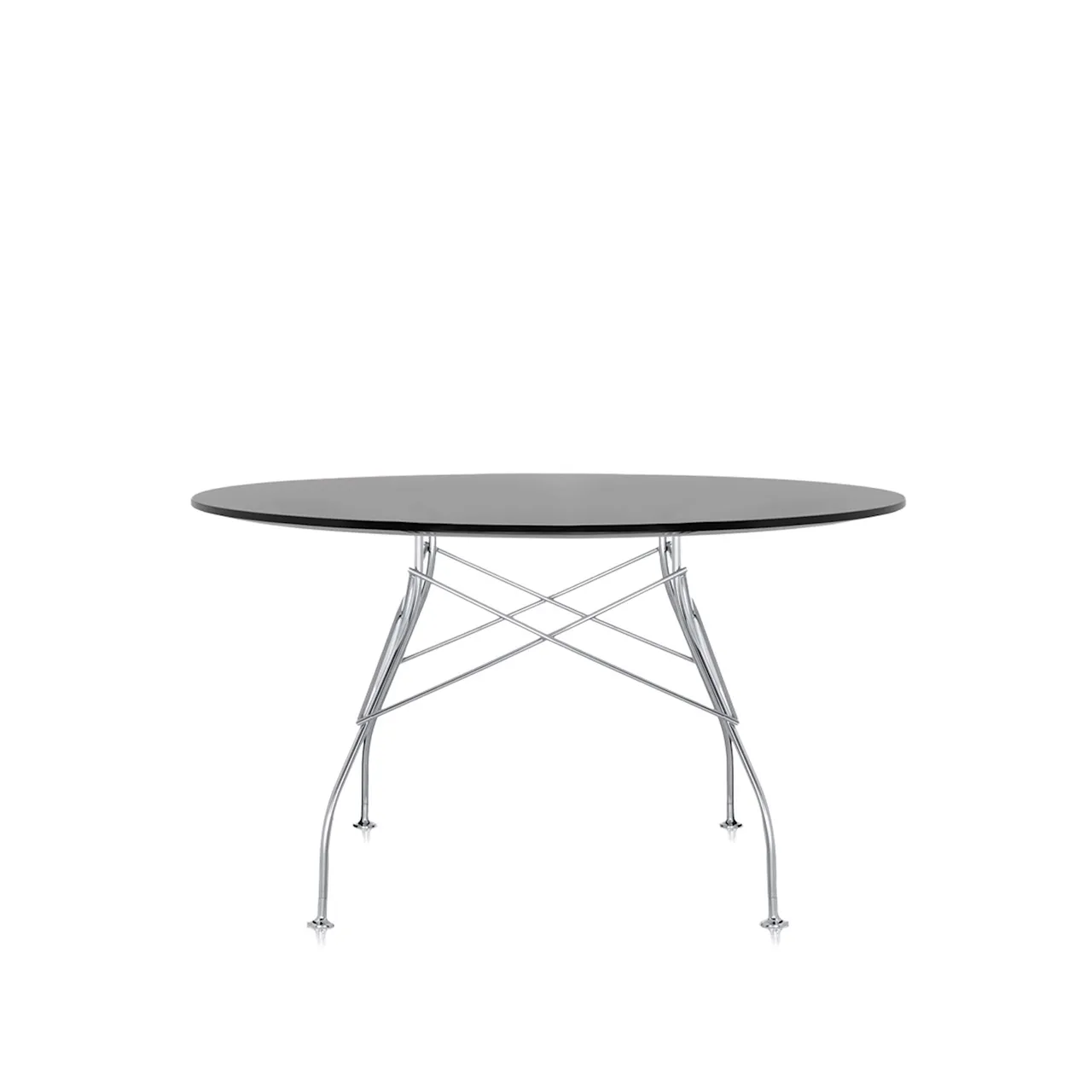 Glossy Round Table 4561 Ø130, Chrome, White Polyester