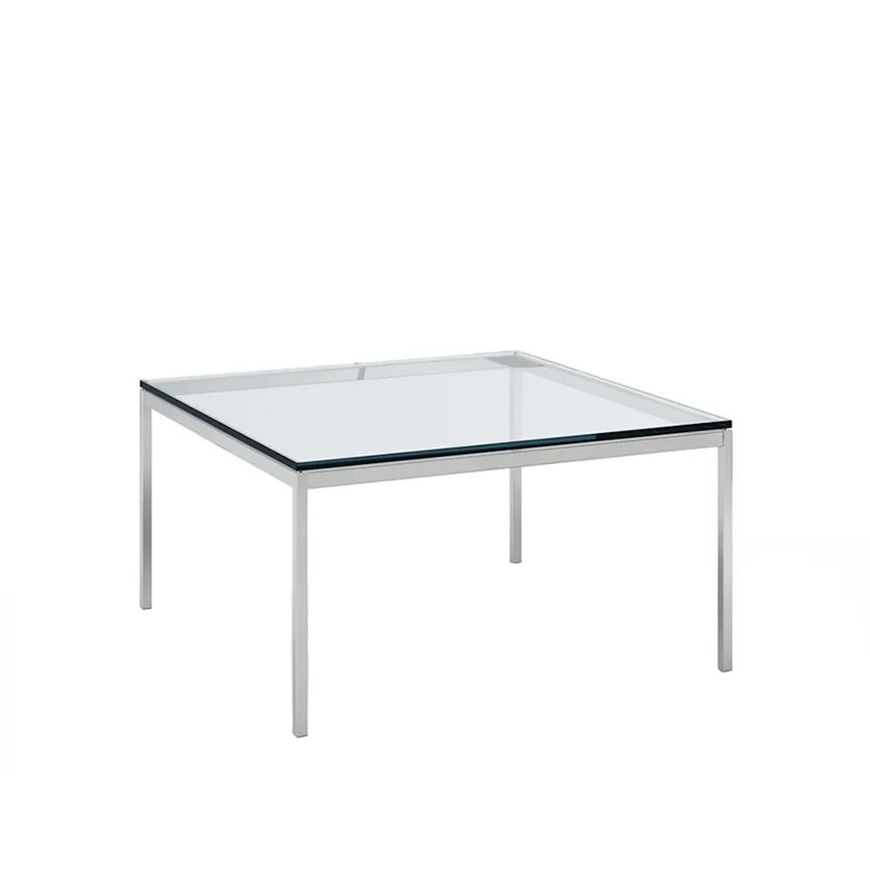 Florence Knoll Low Table, Höjd 48 cm, 90 x 90 cm, skiva i Klarglas