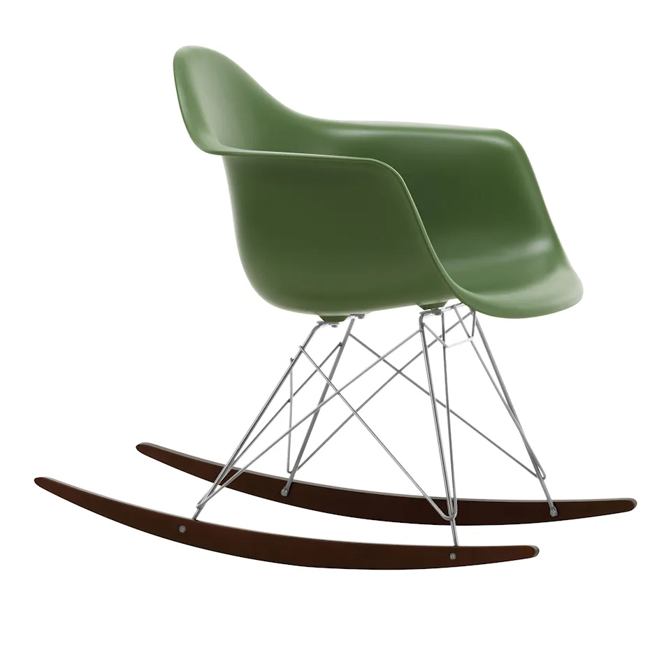Eames Plastic Armchair RAR - 48 Forest - Chrome Base - Dark Maple