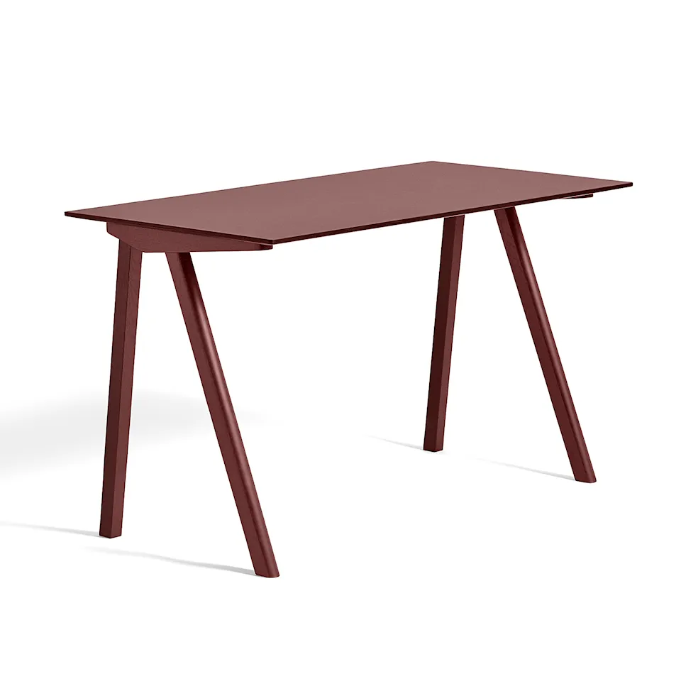 CPH90 2.0 Desk Bordeaux Lacquered Oak Frame L130 X W65 X H74 Burgundy Linoleum Top Bordeaux Lacquered Edge