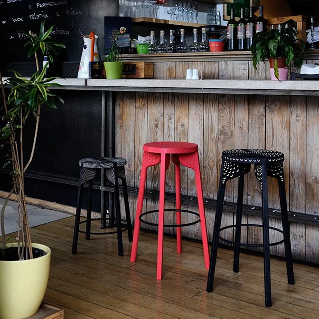 Tattoo Bar Stool Carved