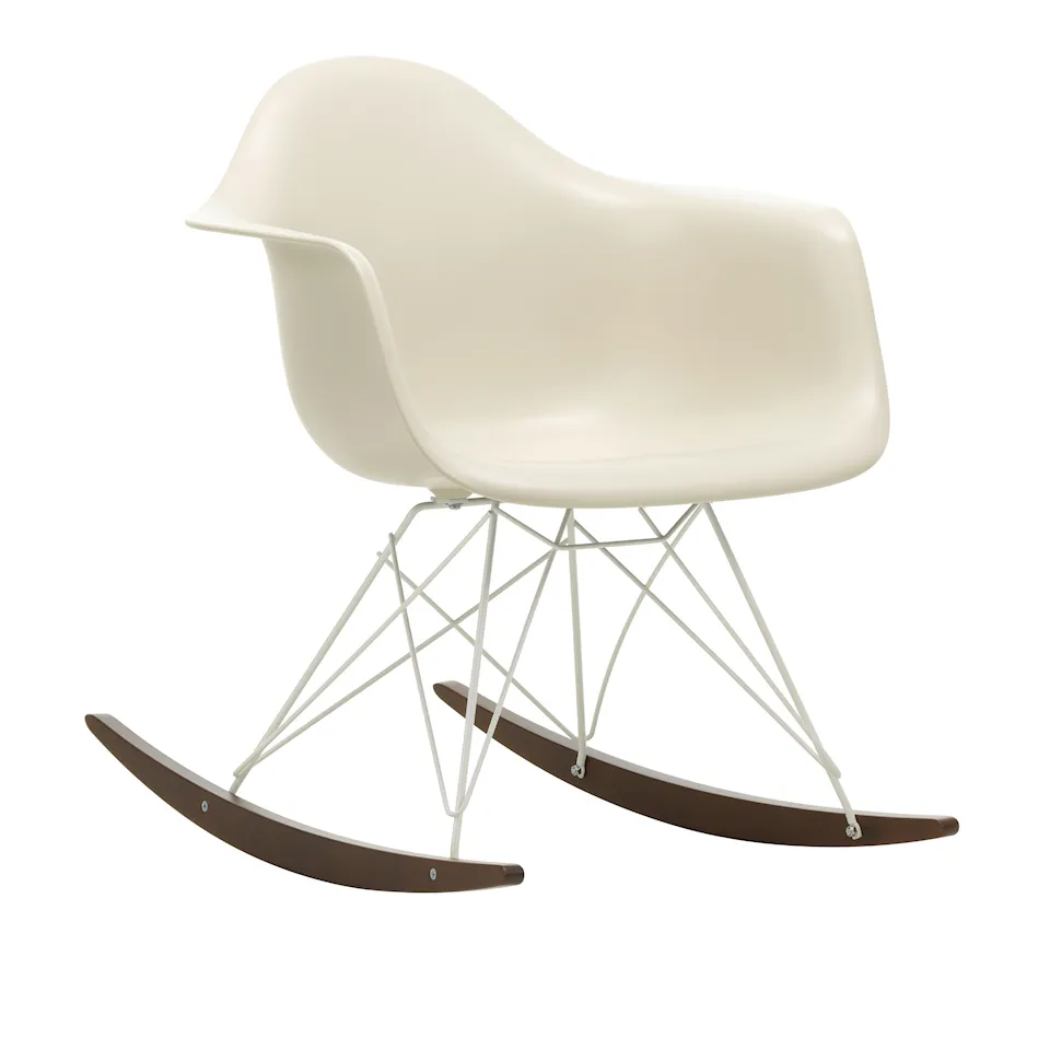 Eames Plastic Armchair RAR - 11 Pebble - White Base - Dark Maple