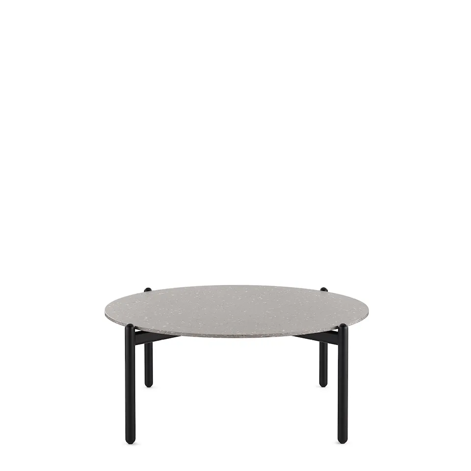 Undique Low Table 85x91 Black Legs Light Gray Terrazzo