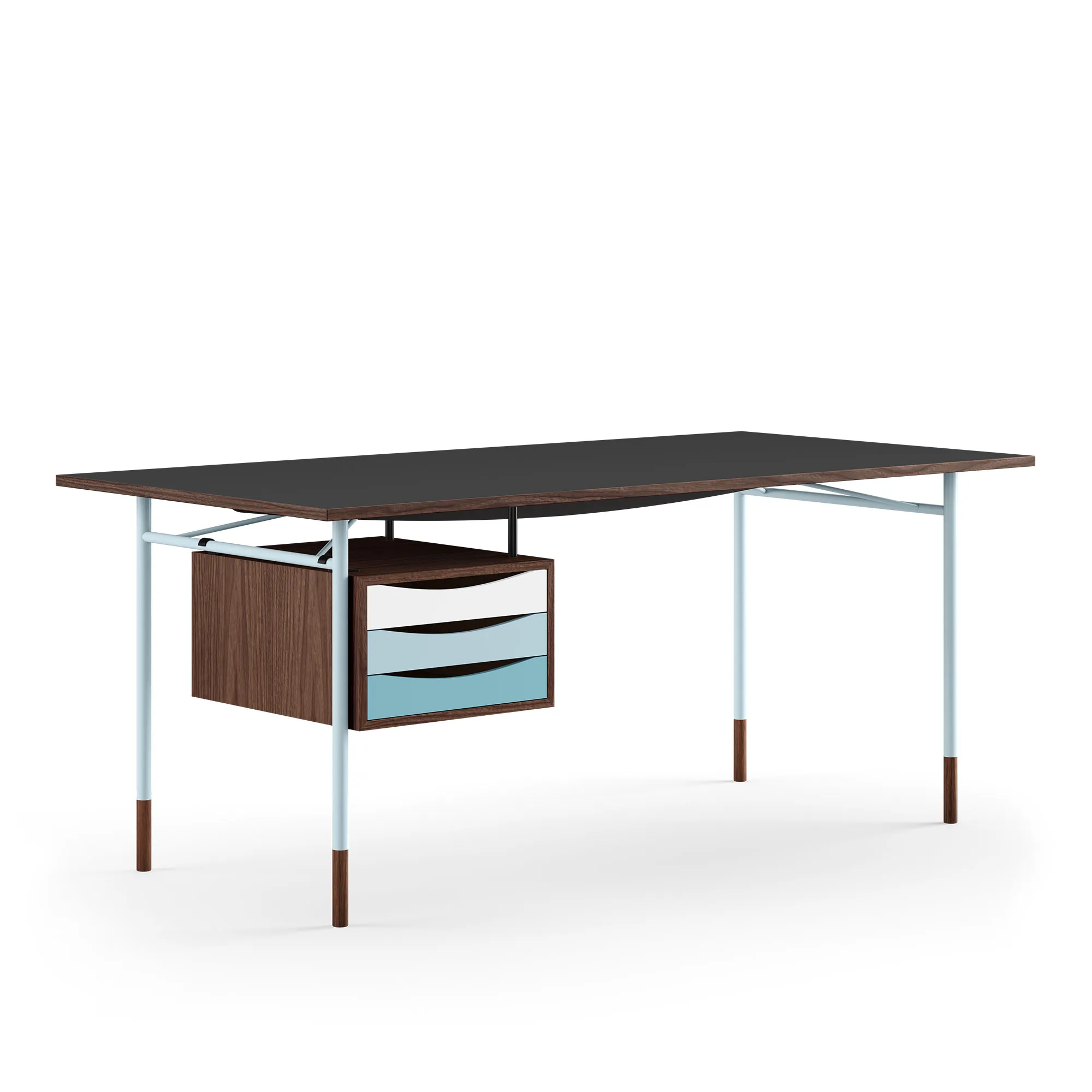 Nyhavn skrivbord 190 cm Cold med lådor Light blue - 1