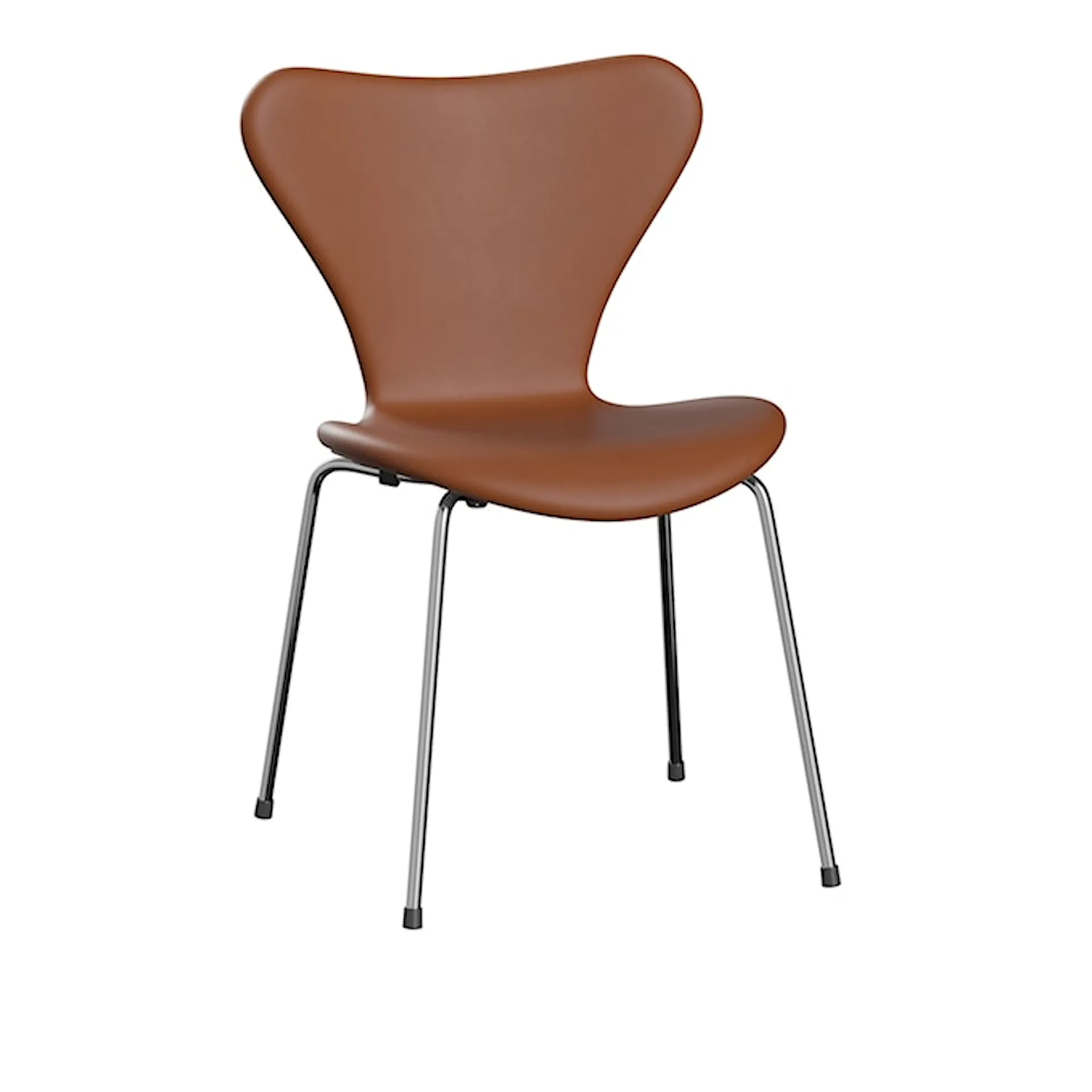 Sjuan 3107 stol helklädd läder stålstativ krom - Fritz Hansen - Arne Jacobsen - NO GA