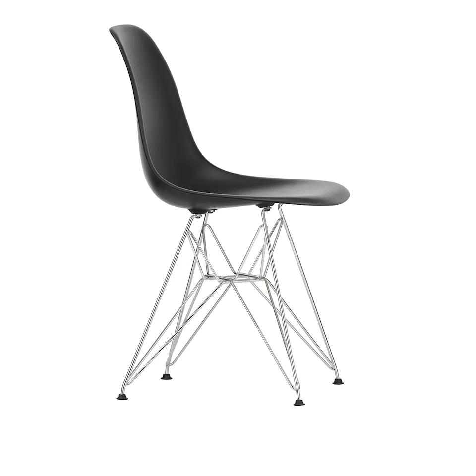 Eames Plastic Chair DSR - 12 Deep Black - Chrome Base