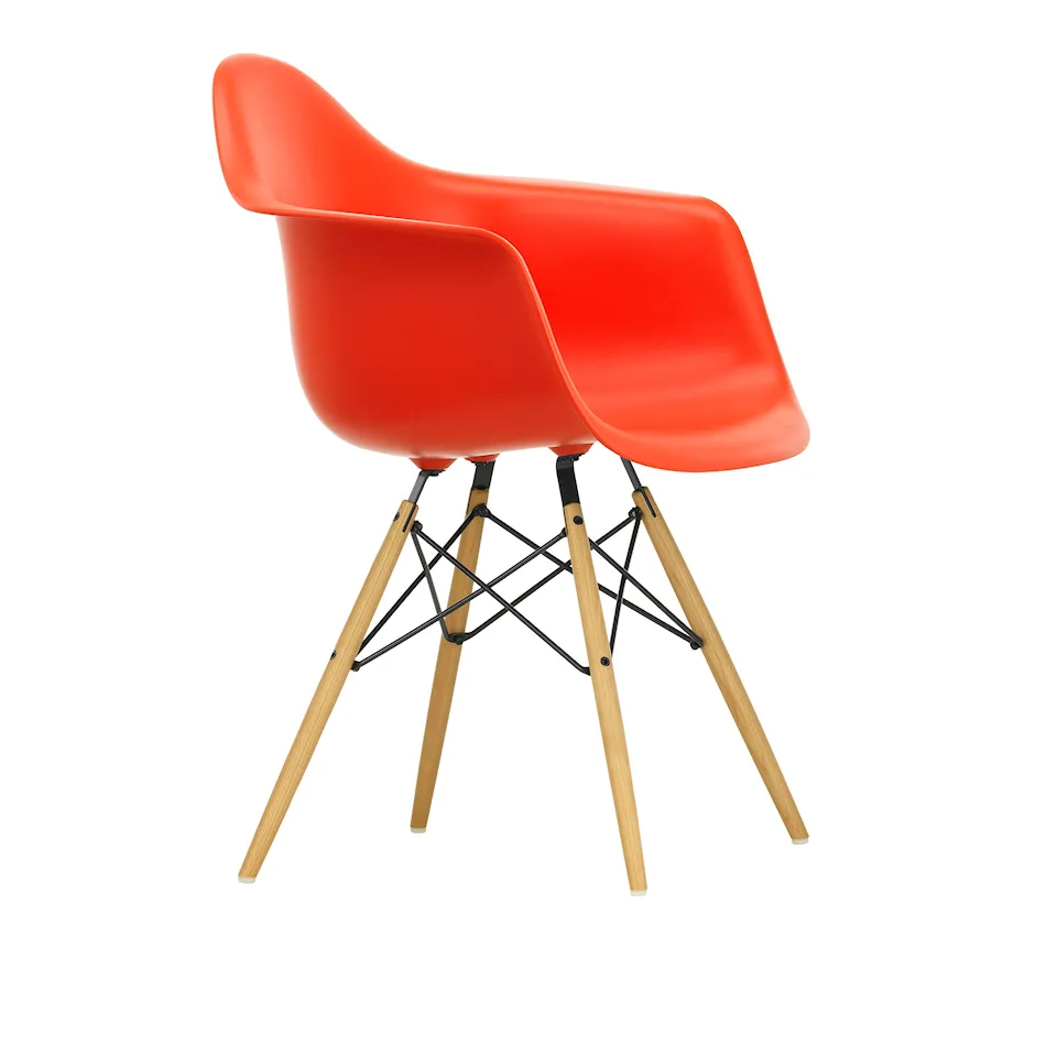 Eames Plastic Armchair DAW - 03 Poppy Red - Ash Honey Tone