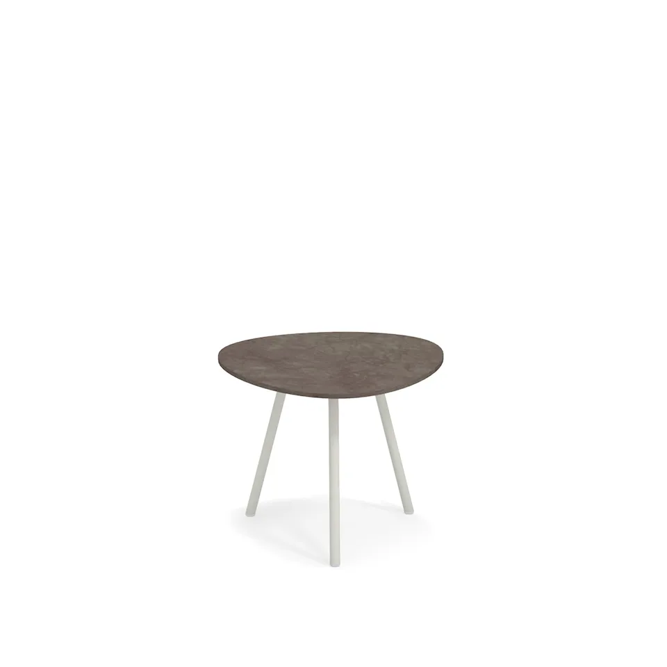 Terramare Small Coffee Table, Frame: Matt White, Top: Porcelain Stoneware, Emperador