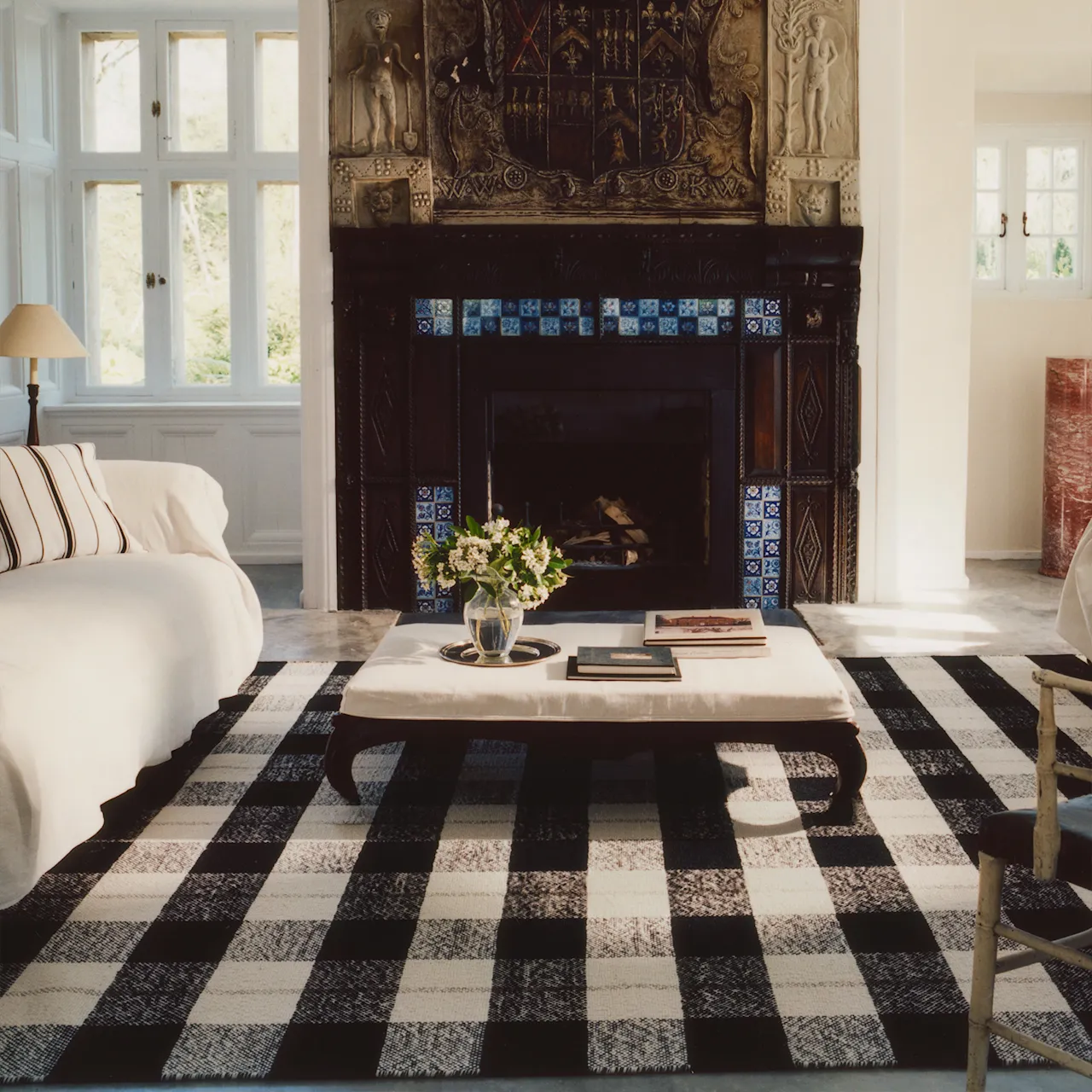 Plaid Black/Cream ullmatta