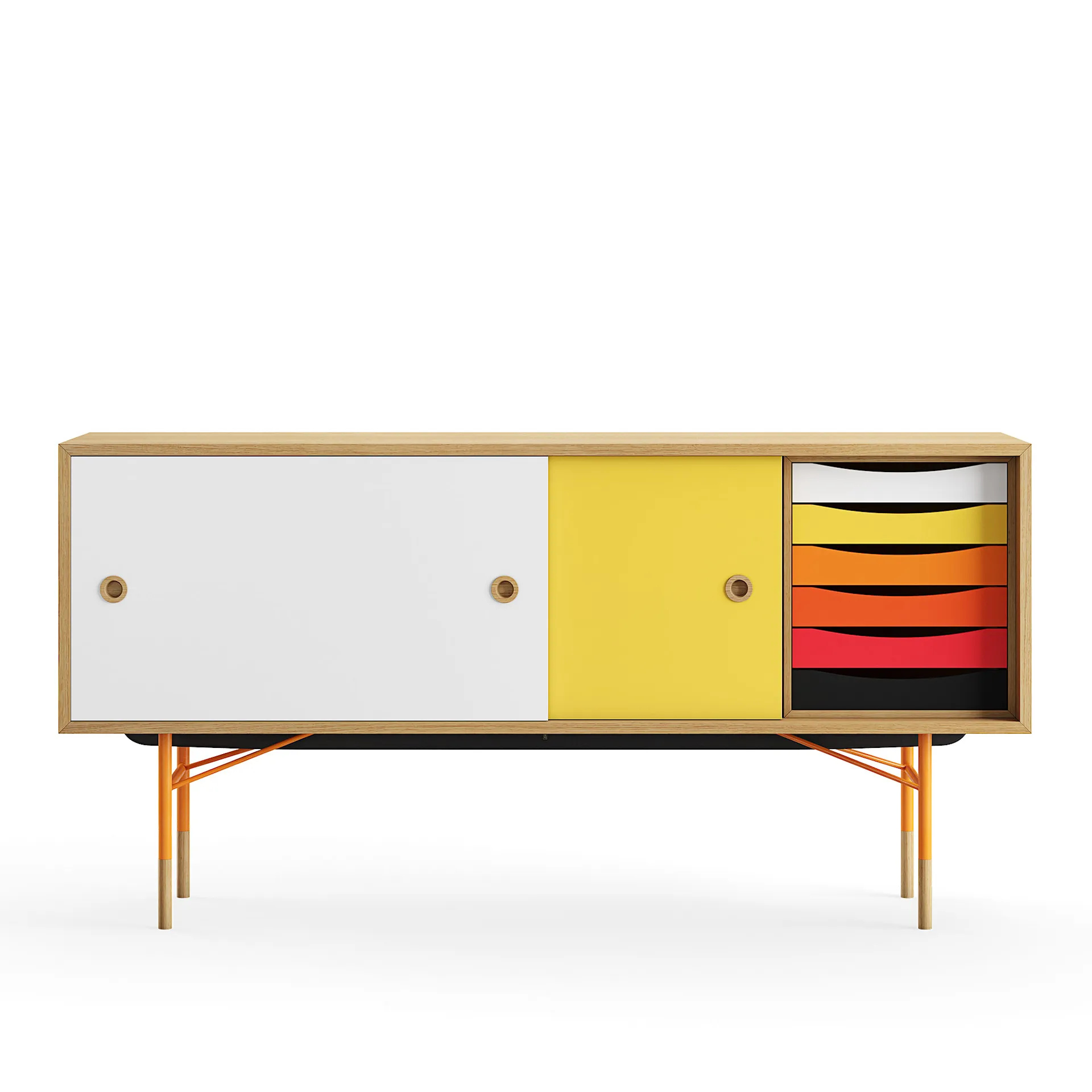 Sideboard Warm med lådor Dark oiled oak White/Yellow - House of Finn Juhl - Finn Juhl - NO GA