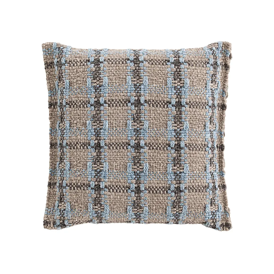 Garden Layers Small Cushion - Checks Blue