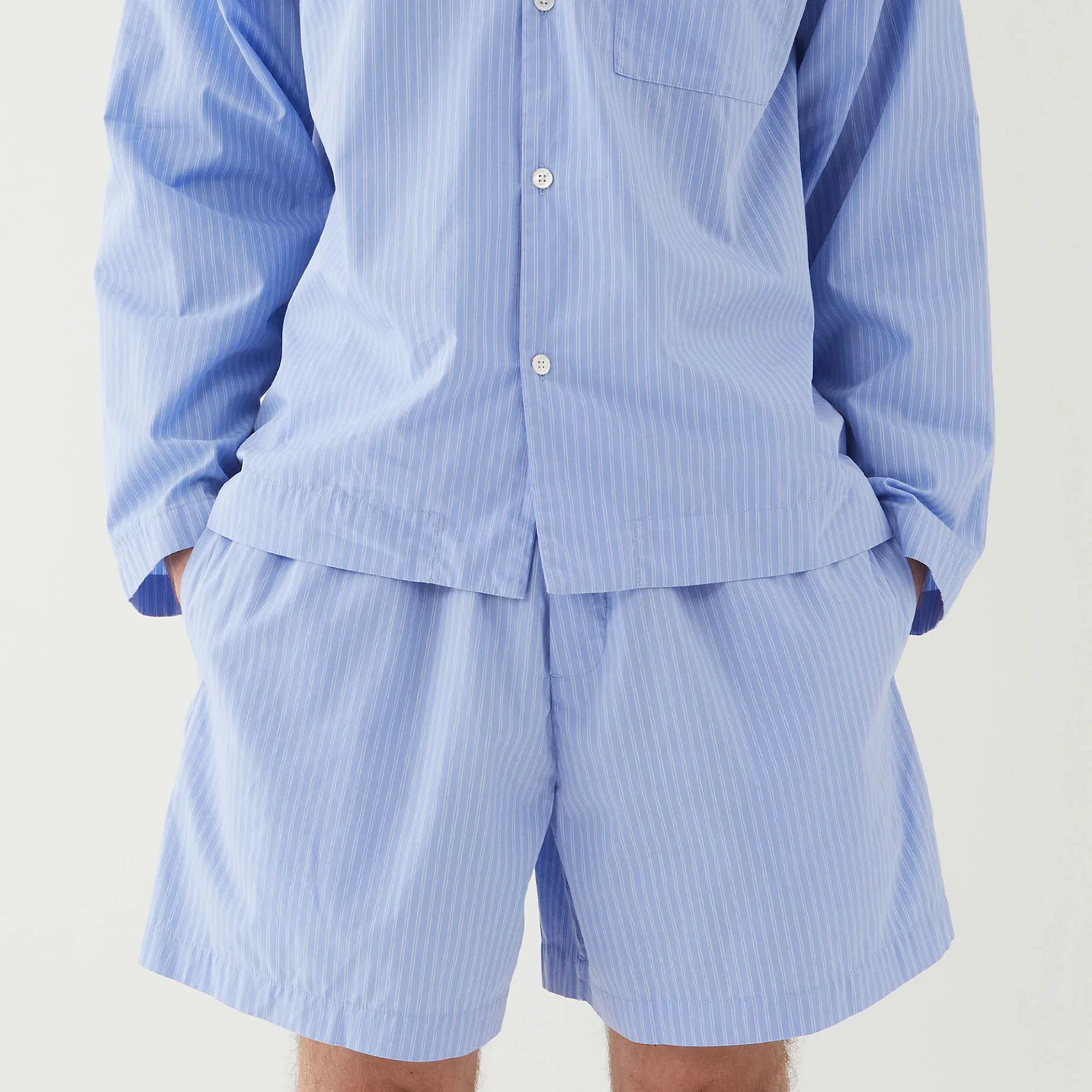 Poplin Pyjamas Shorts Blue Pin Stripes - TEKLA - NO GA