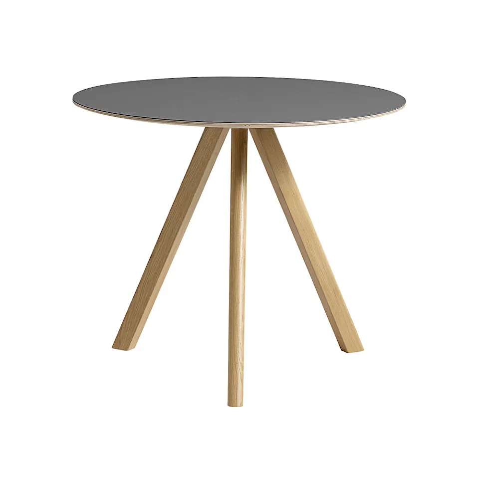 CPH20 2.0 Table Lacquered Oak Frame Ø90 X H74  Grey Linoleum Tabletop Lacquered Edge