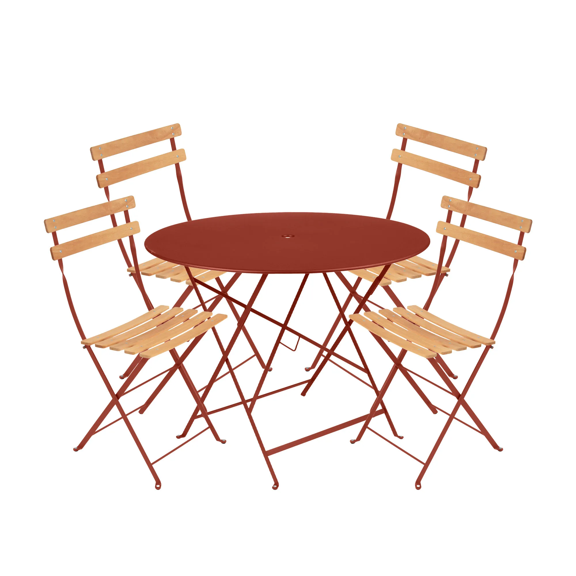 Bistro matgrupp Ø96cm & 4 trä stolar - 1