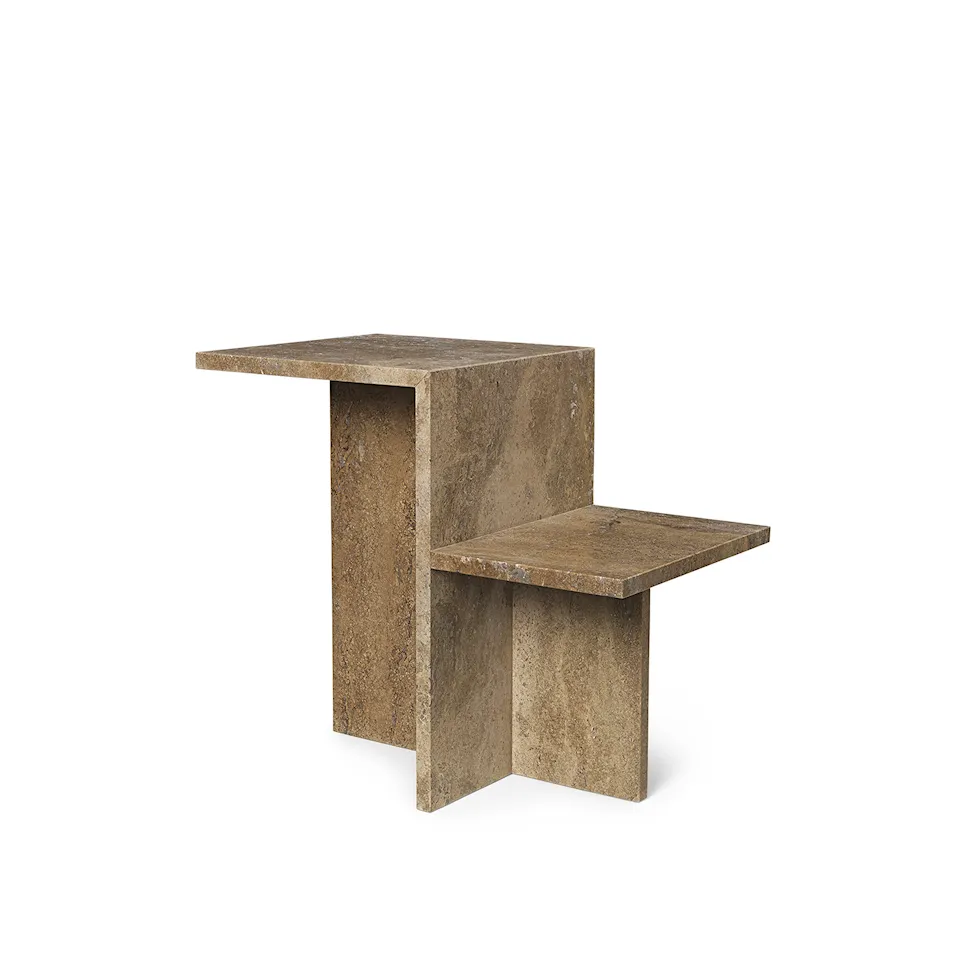 Distinct Side Table - Dark Brown Travertine