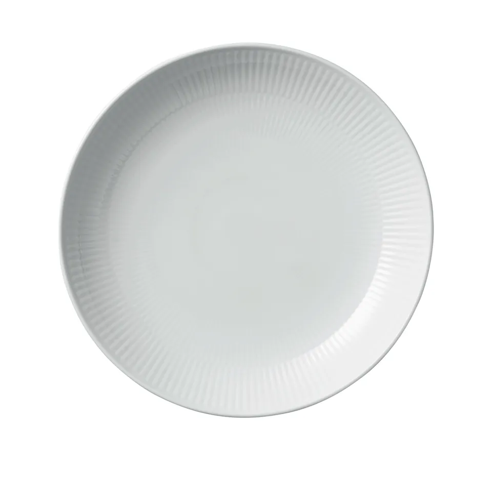 White Fluted Modern Tallrik 25 cm