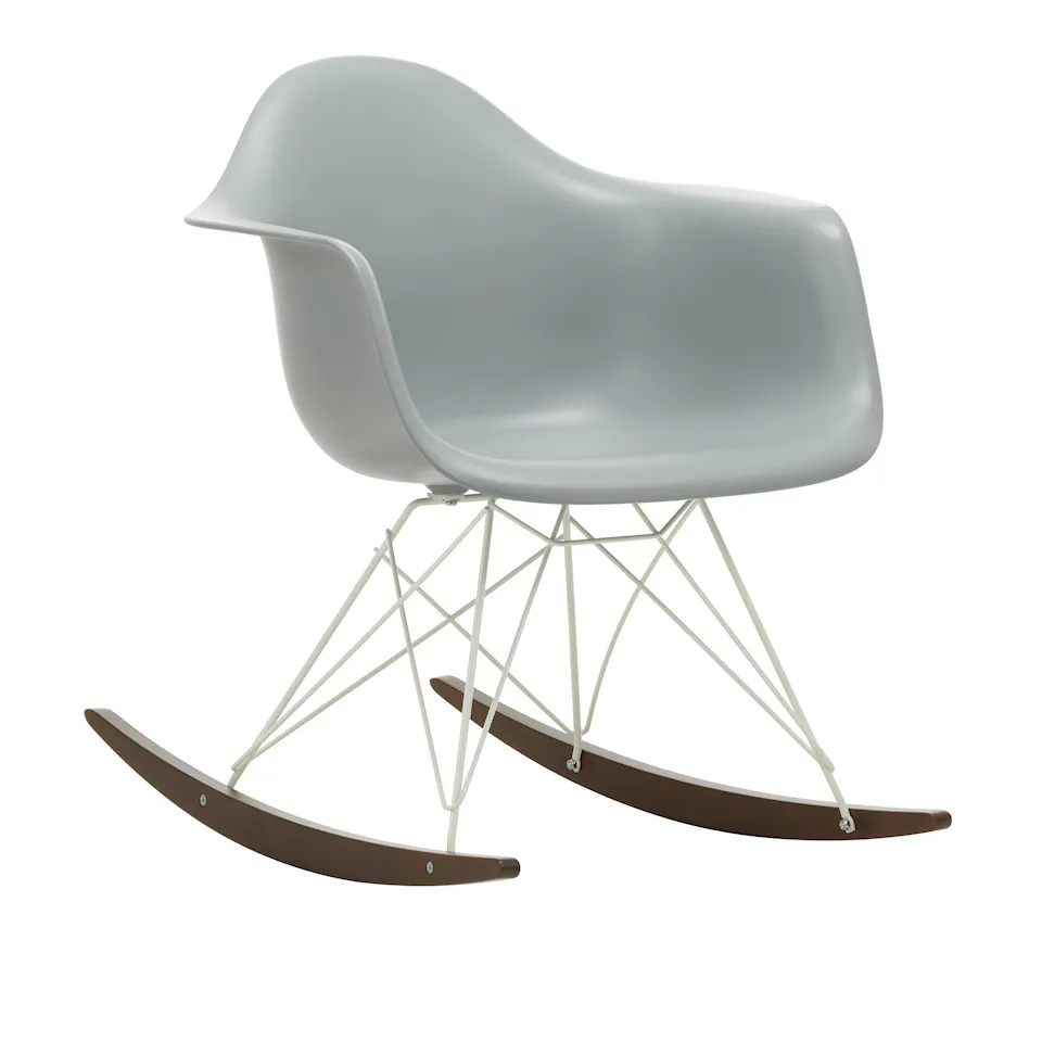 Eames Plastic Armchair RAR - 24 Light Grey - White Base - Dark Maple