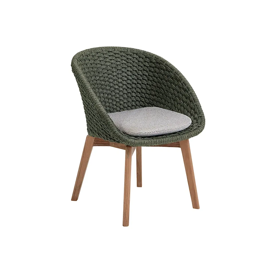 Peacock Stol, Teak/Dark Green, Inkl. Dyna