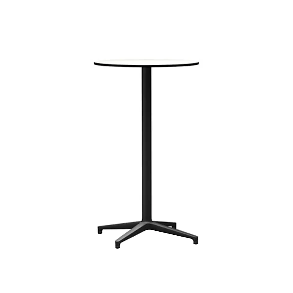 Bistro Stand-up Table, Compact Laminate White, Round Table Outdoor, Basic Dark Base, Ø 642 mm