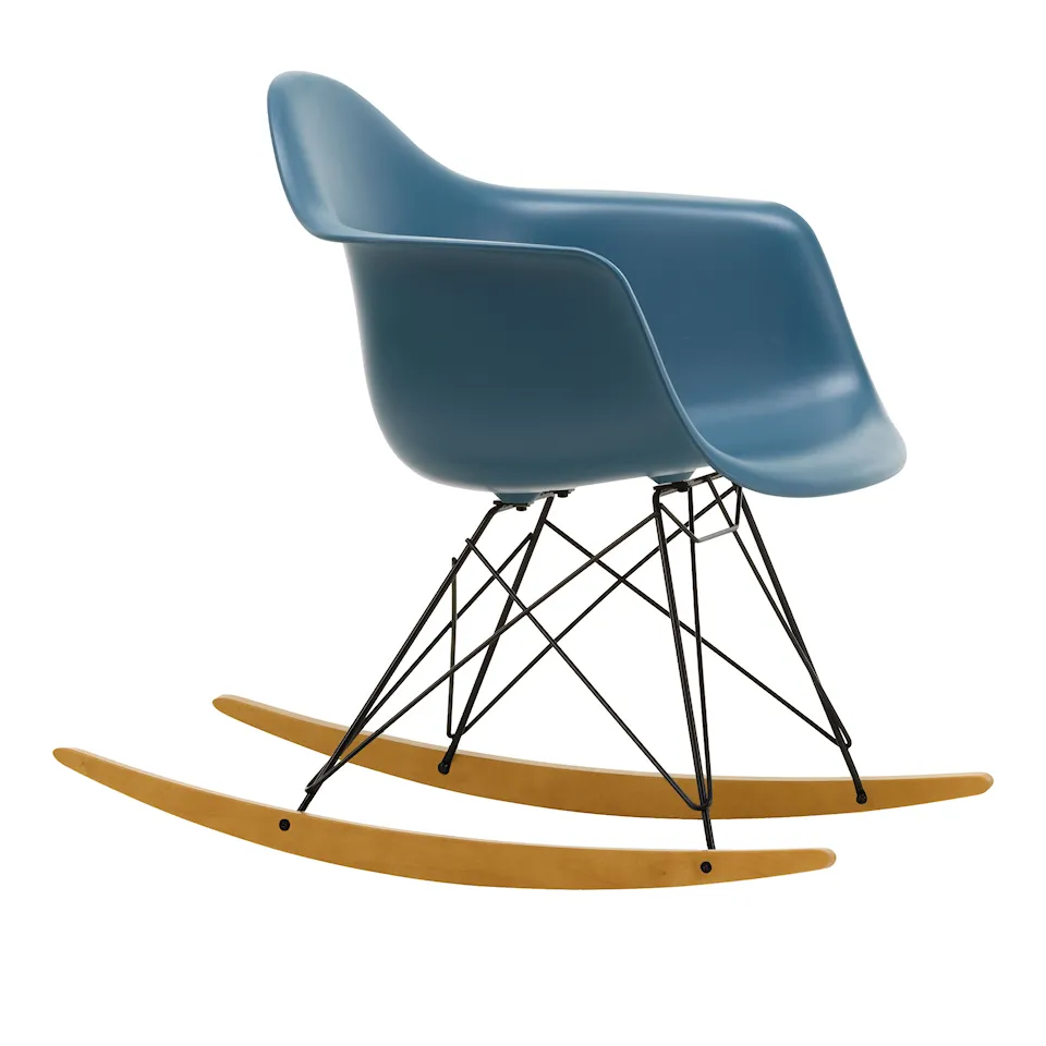 Eames Plastic Armchair RAR - 83 Sea Blue - Basic Dark Base - Golden Maple