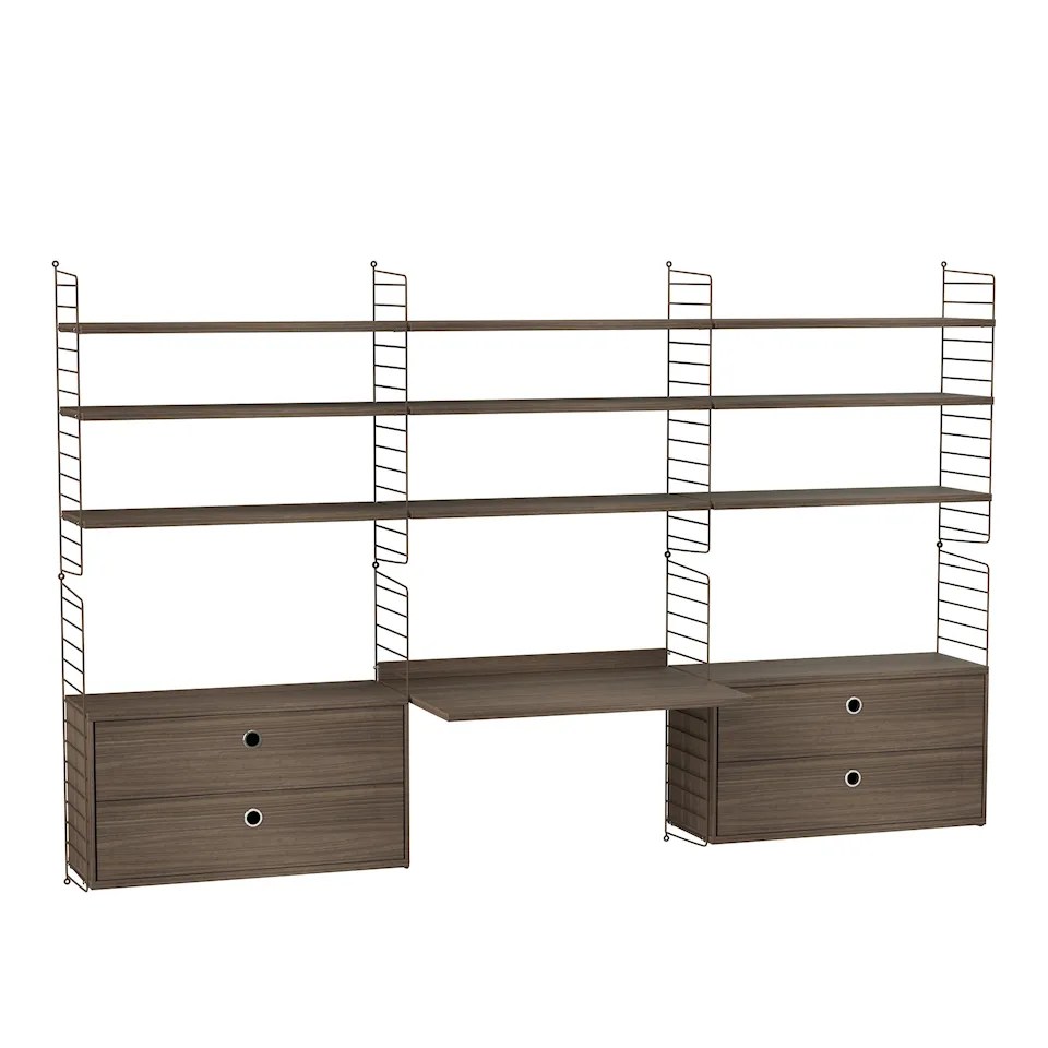 Kontor hyllsystem F valnöt/brun