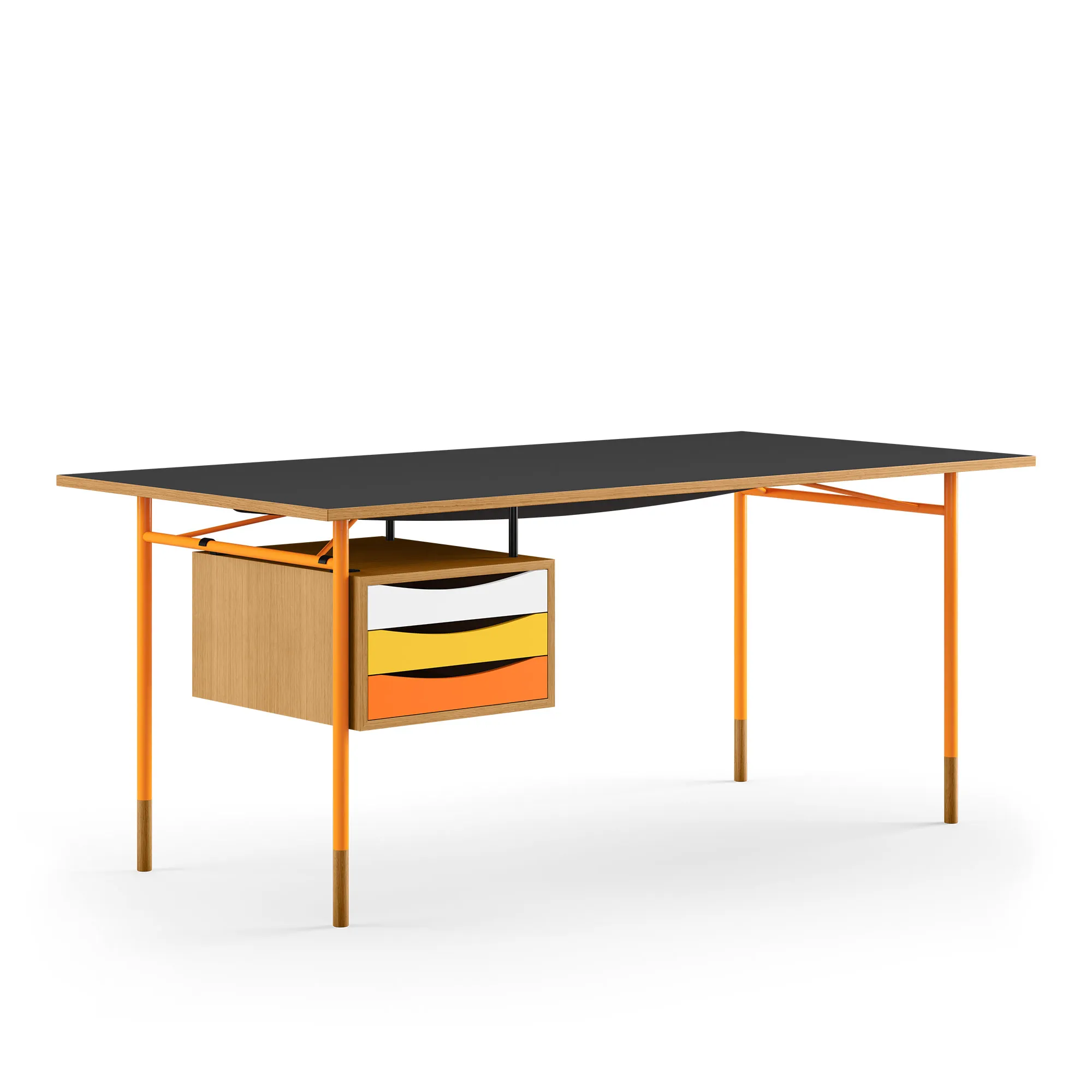 Nyhavn skrivbord 190 cm Warm med lådor Orange - 1