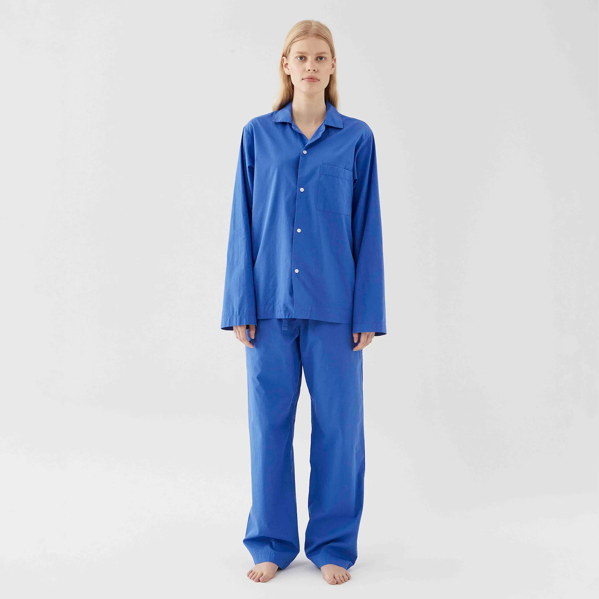 Poplin Pyjamas Shirt Royal Blue - TEKLA - NO GA